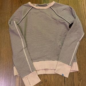 Lululemon Size 6 Baby Pink and Black Striped Long Sleeve